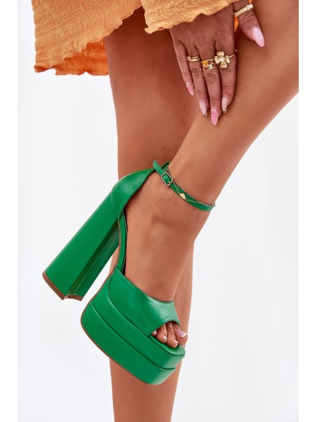 Women's Sandals On Heels And Platform Green Beloria