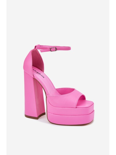Ladies Sandals On Heel And Platform Pink Beloria