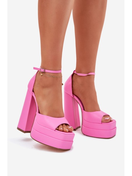 Ladies Sandals On Heel And Platform Pink Beloria