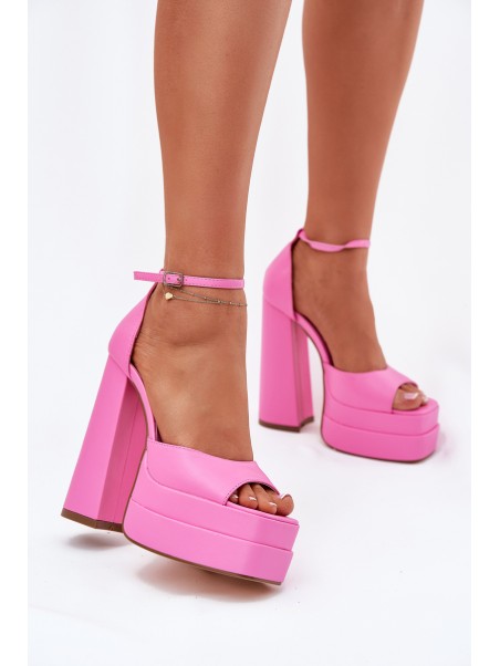 Ladies Sandals On Heel And Platform Pink Beloria