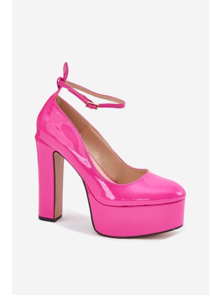 Lacquered High Heeled Pumps With Platform Pink Nianka