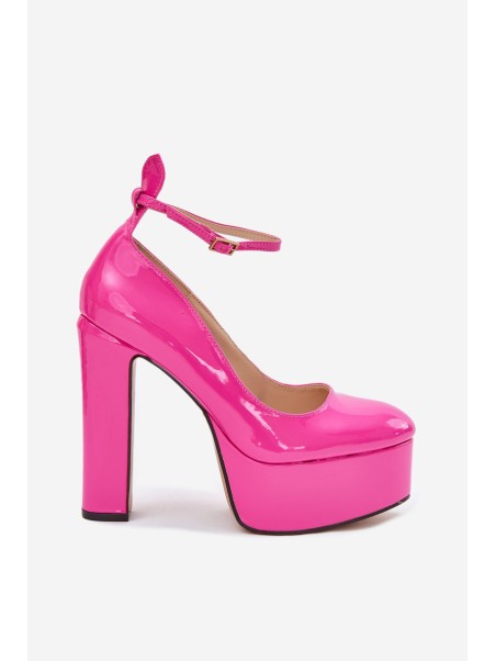 Lacquered High Heeled Pumps With Platform Pink Nianka