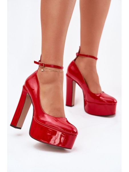 Lacquered High Heel And Platform Pumps Red Nianka