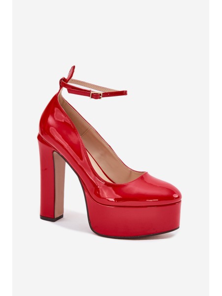 Lacquered High Heel And Platform Pumps Red Nianka