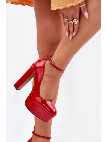 Lacquered High Heel And Platform Pumps Red Nianka