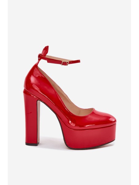 Lacquered High Heel And Platform Pumps Red Nianka