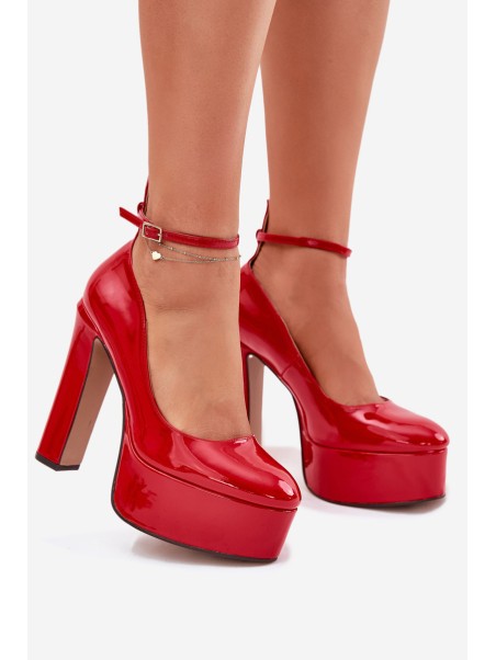 Lacquered High Heel And Platform Pumps Red Nianka