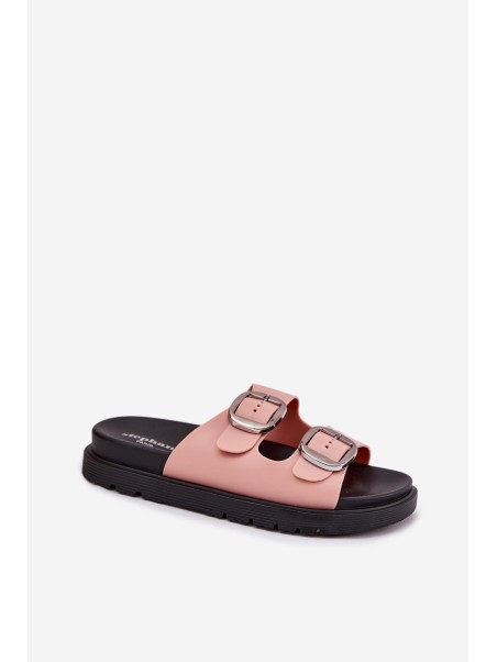 Ladies Sandals With Buckles On Platform Pink Elamas