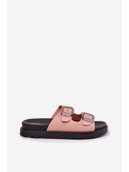 Ladies Sandals With Buckles On Platform Pink Elamas