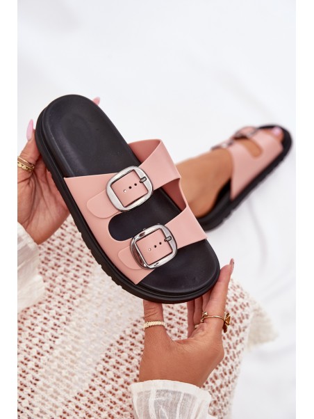 Ladies Sandals With Buckles On Platform Pink Elamas