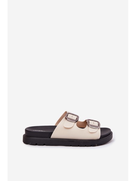 Women's Buckled Platform Sandals Beige Elamas