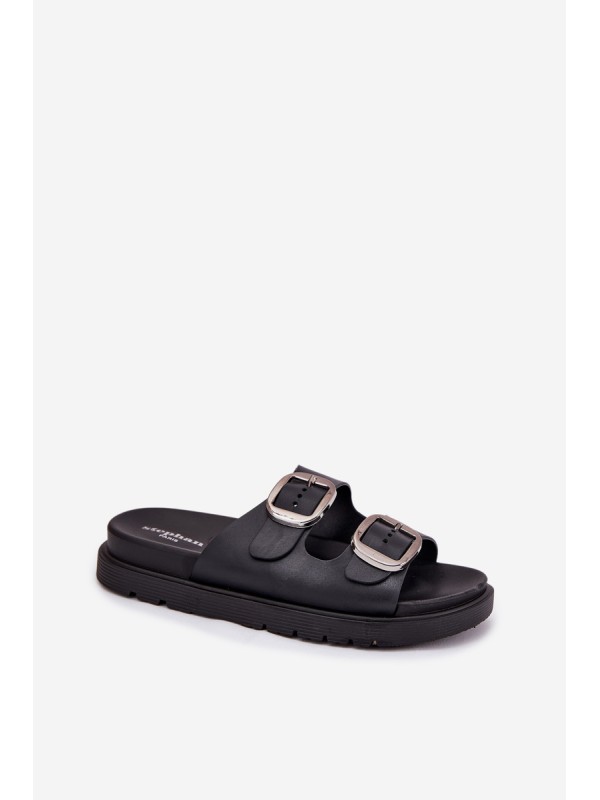 Women's Sandals With Buckles On Platform Black Elamas