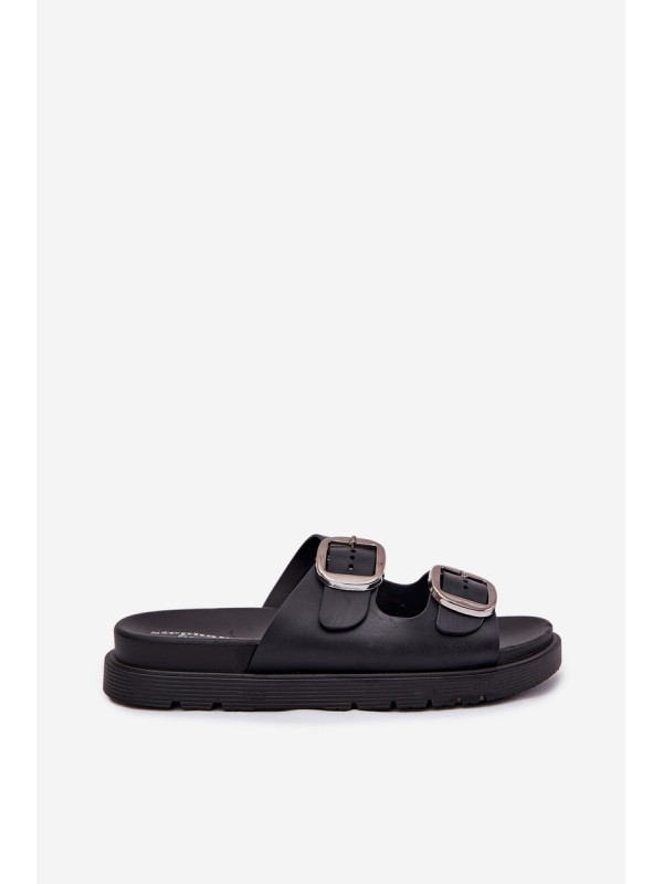 Women's Sandals With Buckles On Platform Black Elamas