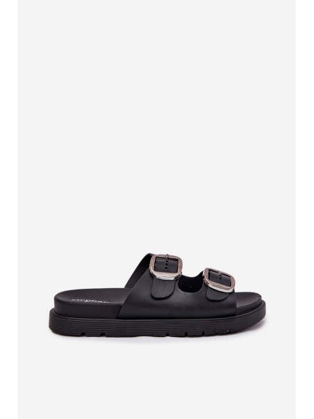 Women's Sandals With Buckles On Platform Black Elamas