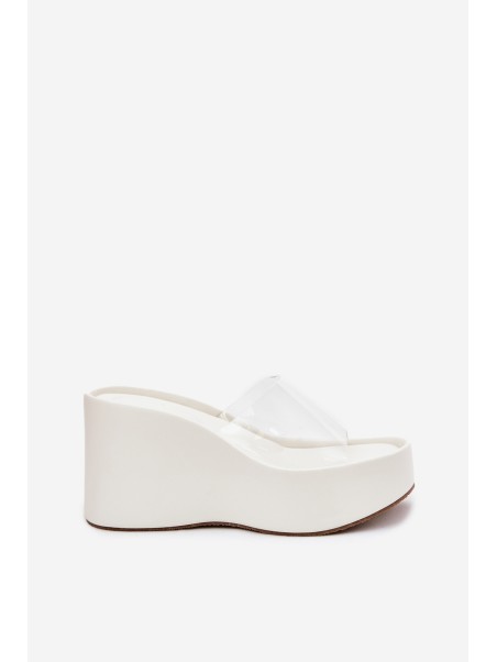 Womens wedge sandals with transparent strap white Zolretia