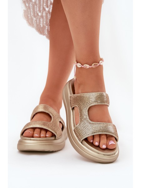 Decorated Women's Platform Sandals Golden Jestella