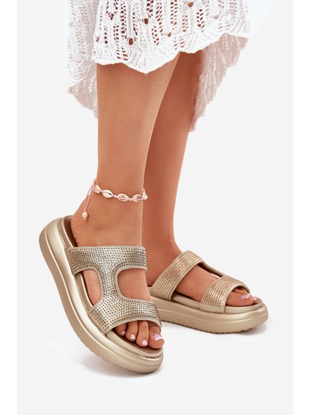 Decorated Women's Platform Sandals Golden Jestella