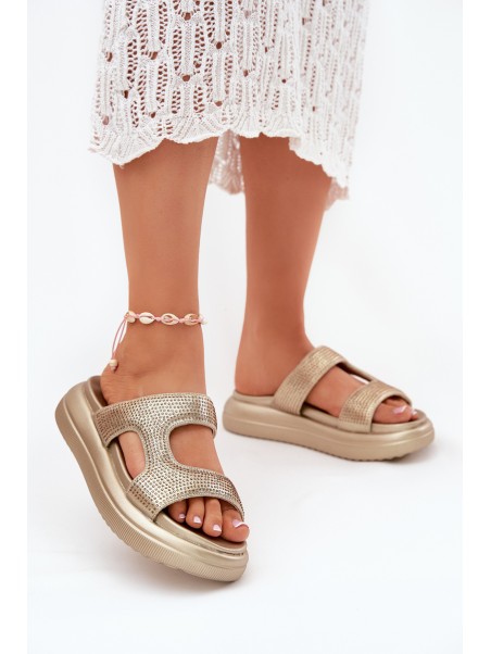 Decorated Women's Platform Sandals Golden Jestella