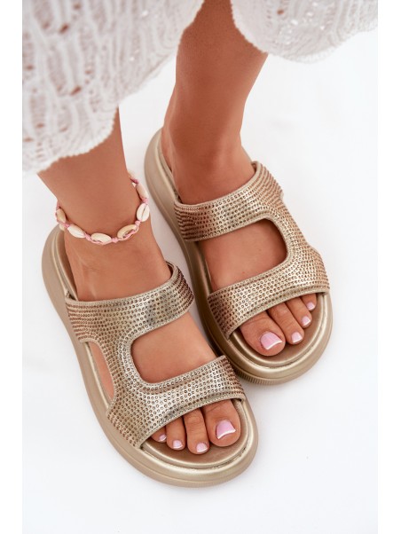 Decorated Women's Platform Sandals Golden Jestella