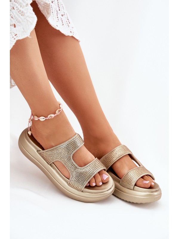 Decorated Women's Platform Sandals Golden Jestella