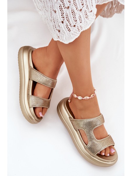 Decorated Women's Platform Sandals Golden Jestella