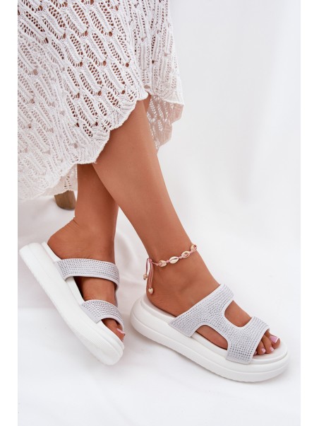 Embellished Women's Platform Sandals White Jestella
