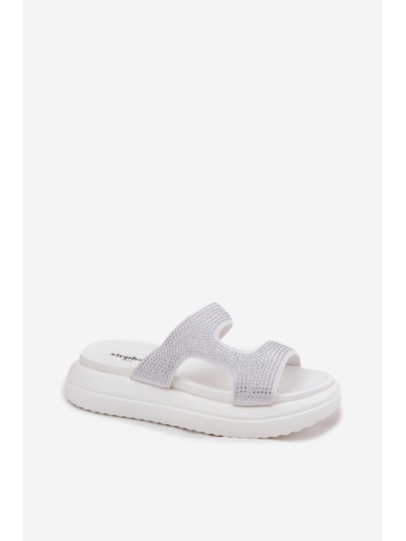 Embellished Women's Platform Sandals White Jestella