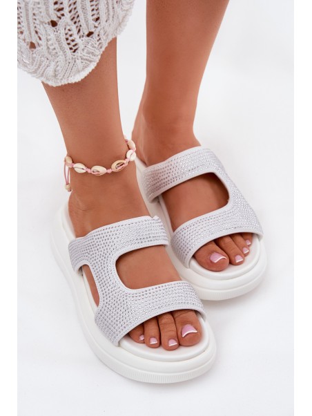 Embellished Women's Platform Sandals White Jestella