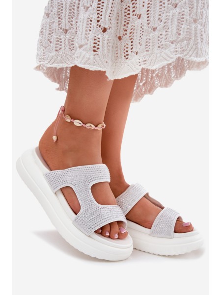 Embellished Women's Platform Sandals White Jestella