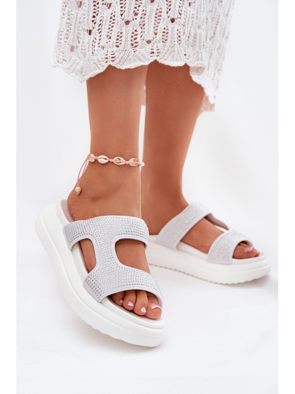 Embellished Women's Platform Sandals White Jestella