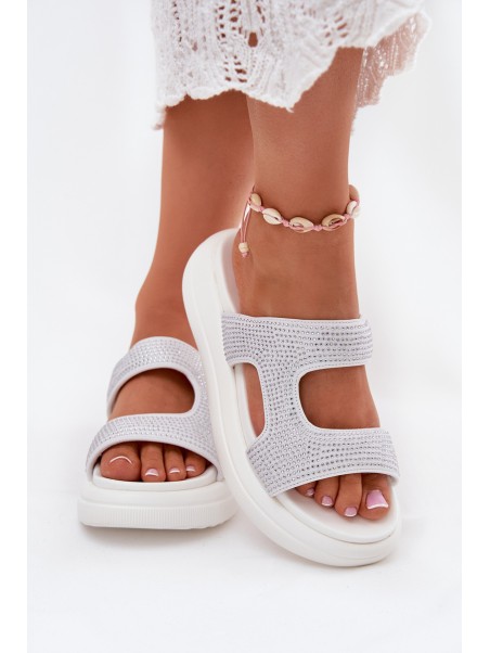 Embellished Women's Platform Sandals White Jestella