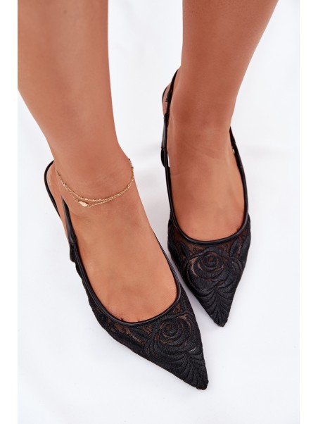 Lace High Heels Sandals With Open Heel Black Lisaviela