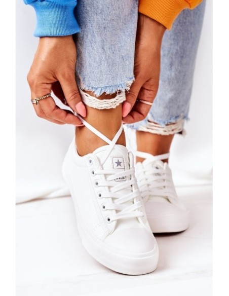 Women's Leather Sneakers White Mega