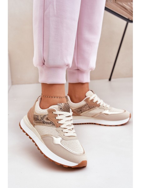 Women's Sports Shoes On Platform Animal Print Beige Davinara