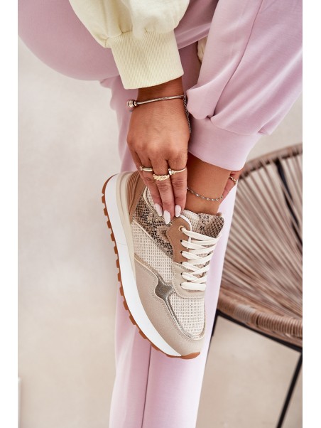 Women's Sports Shoes On Platform Animal Print Beige Davinara