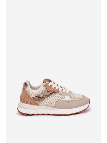 Women's Sports Shoes On Platform Animal Print Beige Davinara