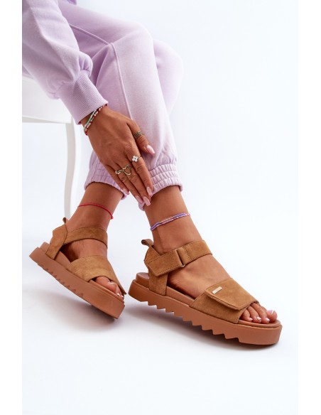 Women's Suede Platform Sandals Big Star NN274705 Brown