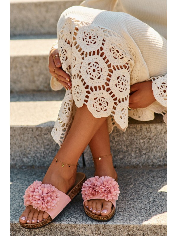 Slippers On The Cork Sole Pink Flowerbomb