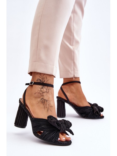 Fashionable Sandals With A Bow On Heels Black Callum