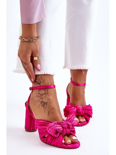 Fashionable Sandals With A Bow On Heels Fuchsia Callum