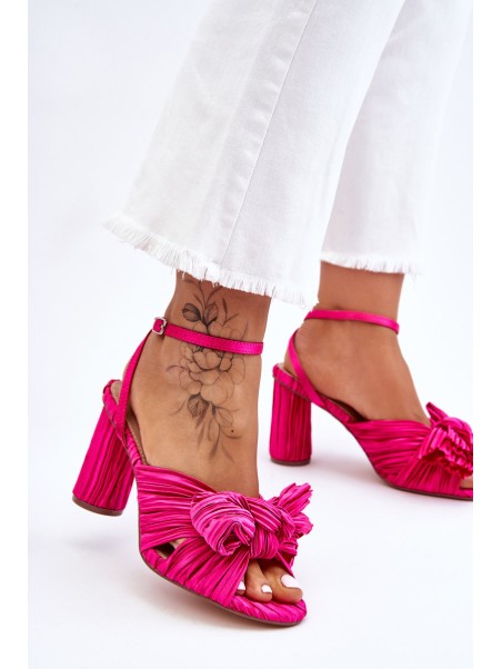 Fashionable Sandals With A Bow On Heels Fuchsia Callum