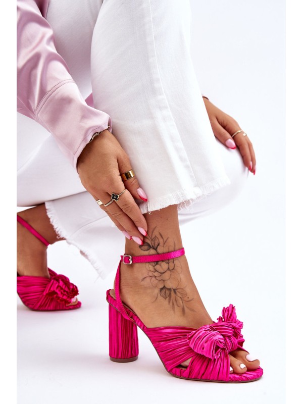 Fashionable Sandals With A Bow On Heels Fuchsia Callum