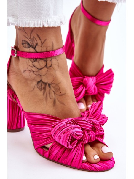 Fashionable Sandals With A Bow On Heels Fuchsia Callum
