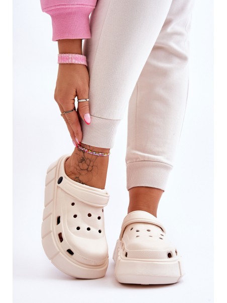 Moteriški putplasčio platforminiai „Crocs“ batai su smėlio spalvos „Beckett“