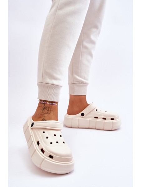 Moteriški putplasčio platforminiai „Crocs“ batai su smėlio spalvos „Beckett“