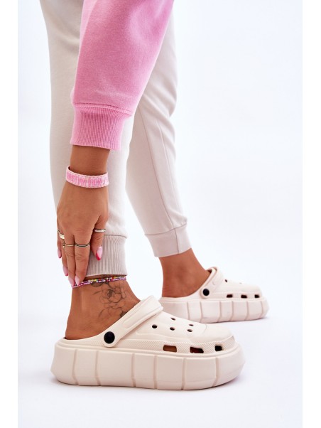 Moteriški putplasčio platforminiai „Crocs“ batai su smėlio spalvos „Beckett“