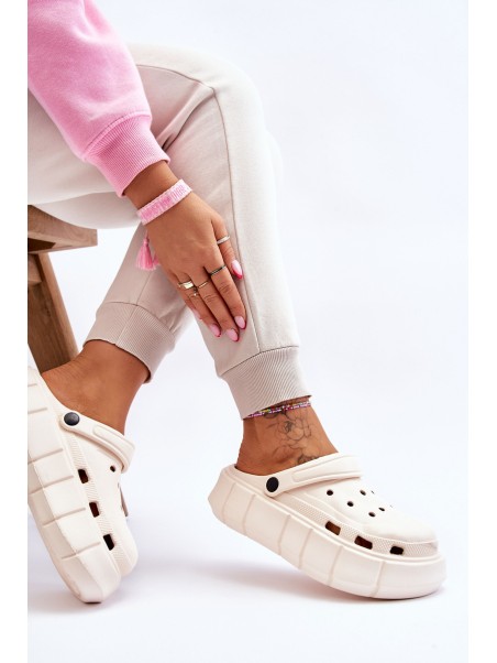 Moteriški putplasčio platforminiai „Crocs“ batai su smėlio spalvos „Beckett“