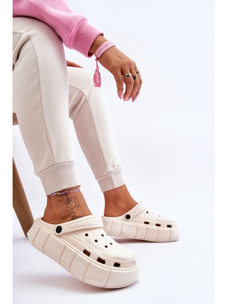 Moteriški putplasčio platforminiai „Crocs“ batai su smėlio spalvos „Beckett“
