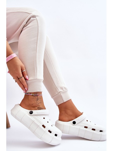 Moteriški putplasčio platforminiai „Crocs“ batai su baltu „Beckett“ audiniu