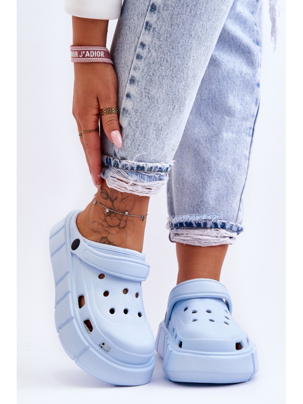 Moteriški putplasčio platforminiai „Crocs“ bateliai su šviesiai mėlyna spalva „Beckett“